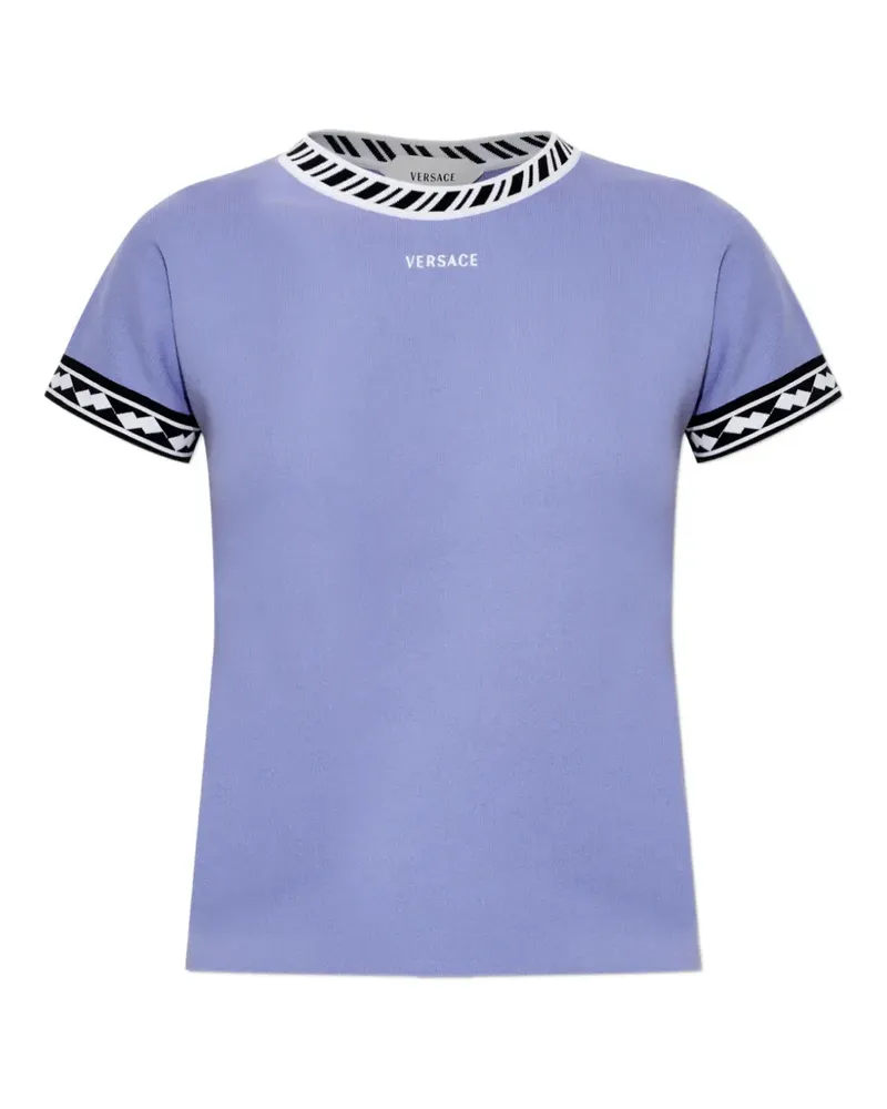 Versace geometric-trim logo-print T-shirt - Violett Violett