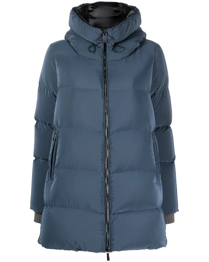 MOORER Gefütterter Kapuzenmantel - Blau Blau