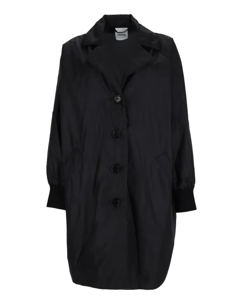 ASPESI button-fastening ribbed-cuff coat - Schwarz Schwarz