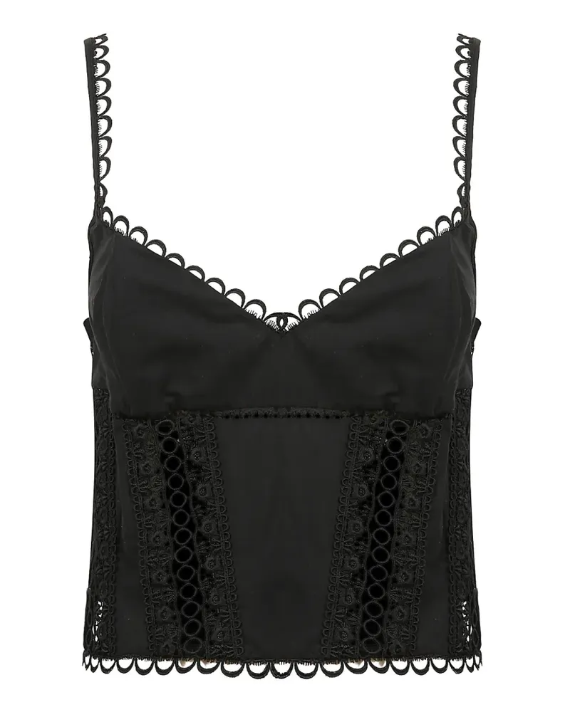 Charo Ruiz Poppy scalloped-trim top - Schwarz Schwarz