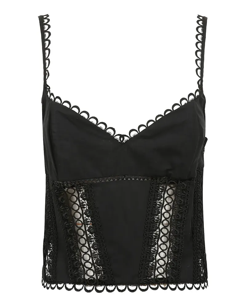 Charo Ruiz Poppy scalloped-trim top - Schwarz Schwarz