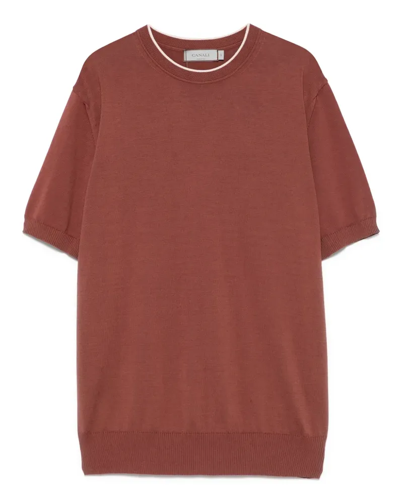 Canali Fein gestricktes T-Shirt - Braun Braun