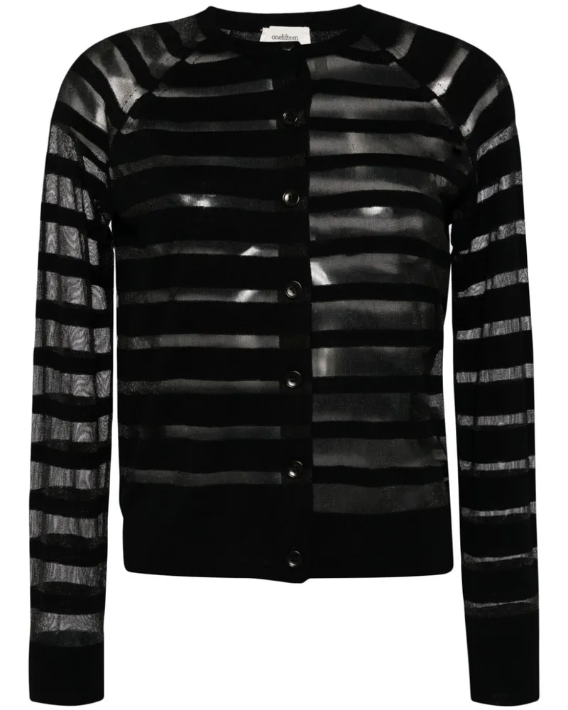 onefifteen Gestreifter Cardigan - Schwarz Schwarz