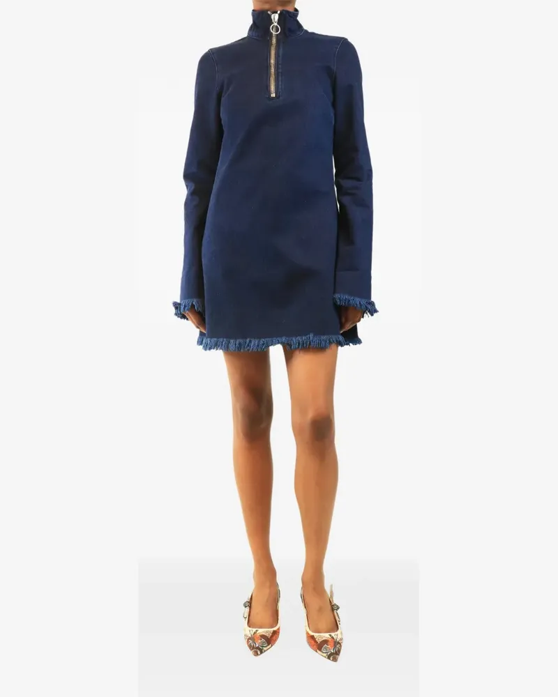 Marques ' Almeida quarter-zip frayed-edge mini dress - Blau Blau