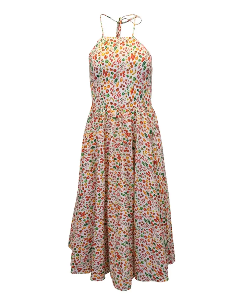 Caroline Constas Gretta Midikleid mit Print - Weiß Weiß