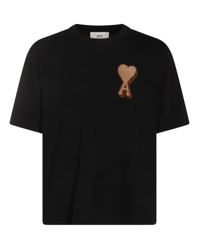 AMI Paris heart-logo cotton polo shirt - Schwarz Schwarz