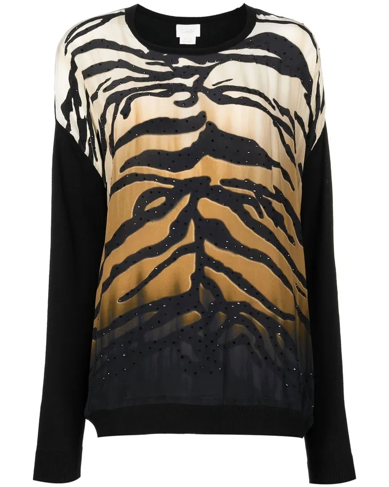 Camilla Pullover mit Animal-Print Schwarz