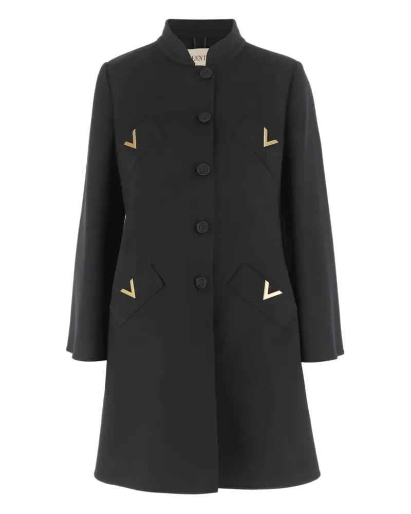 Valentino Garavani Goldfarbener Mantel mit V-Form - Schwarz Schwarz