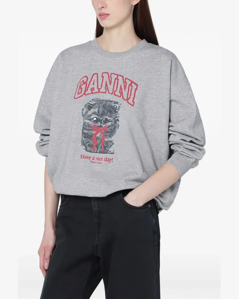 Ganni Paloma Grey Kitty sweatshirt - Grau Grau
