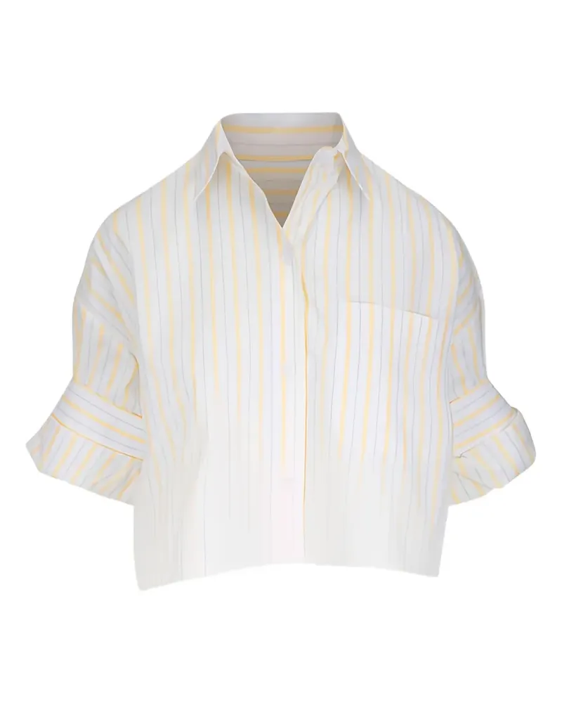 TWP striped cropped blouse - Weiß Weiß