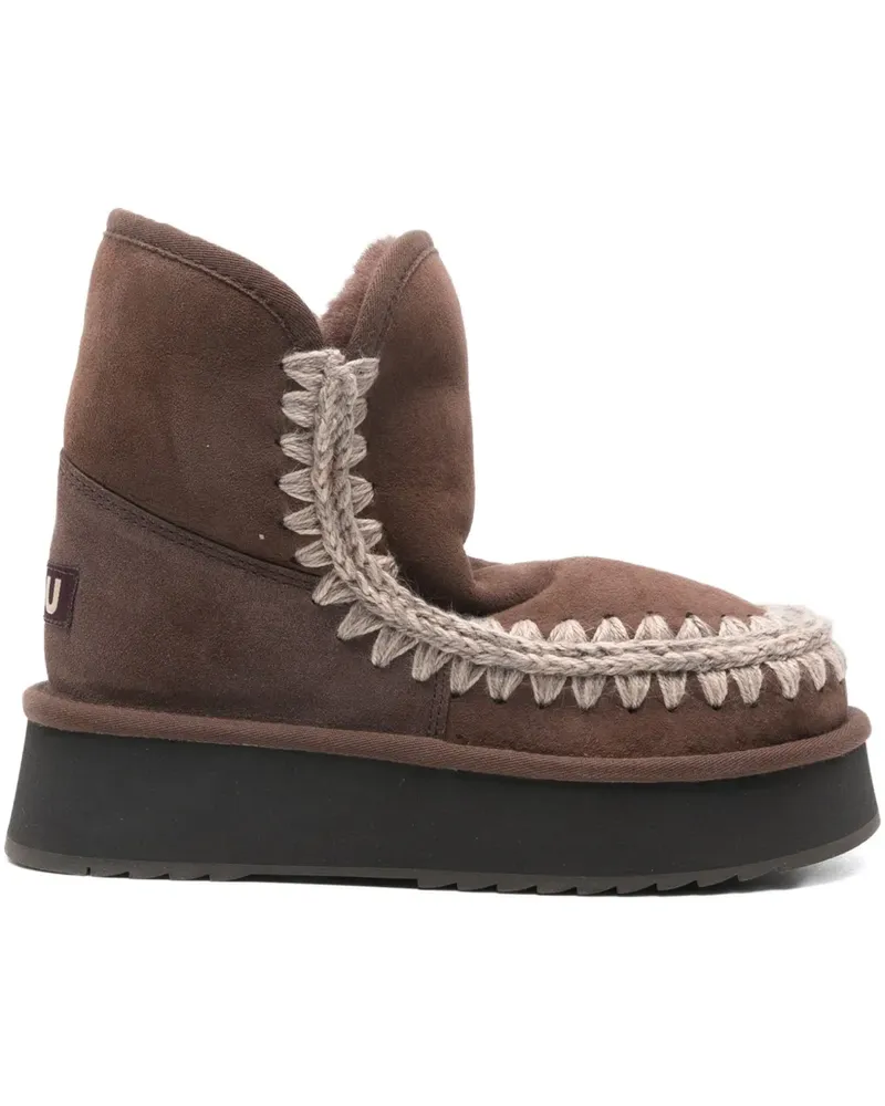 Mou Plateau-Stiefel mit Flechtbesatz - Braun Braun