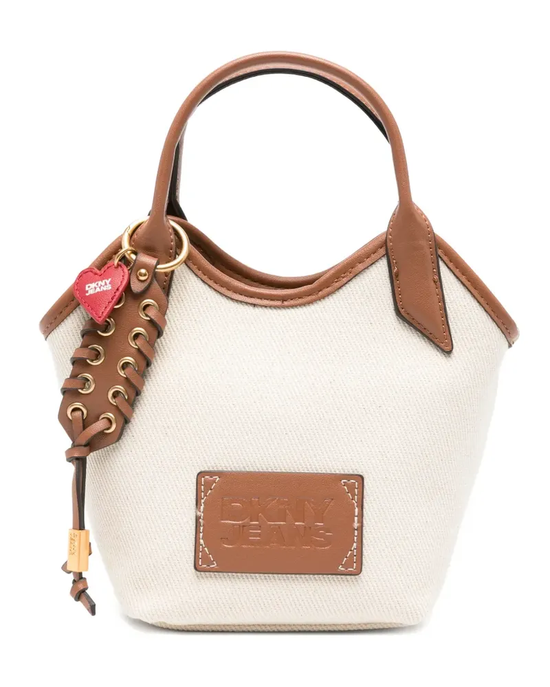 DKNY logo-patch tote bag - Nude Nude