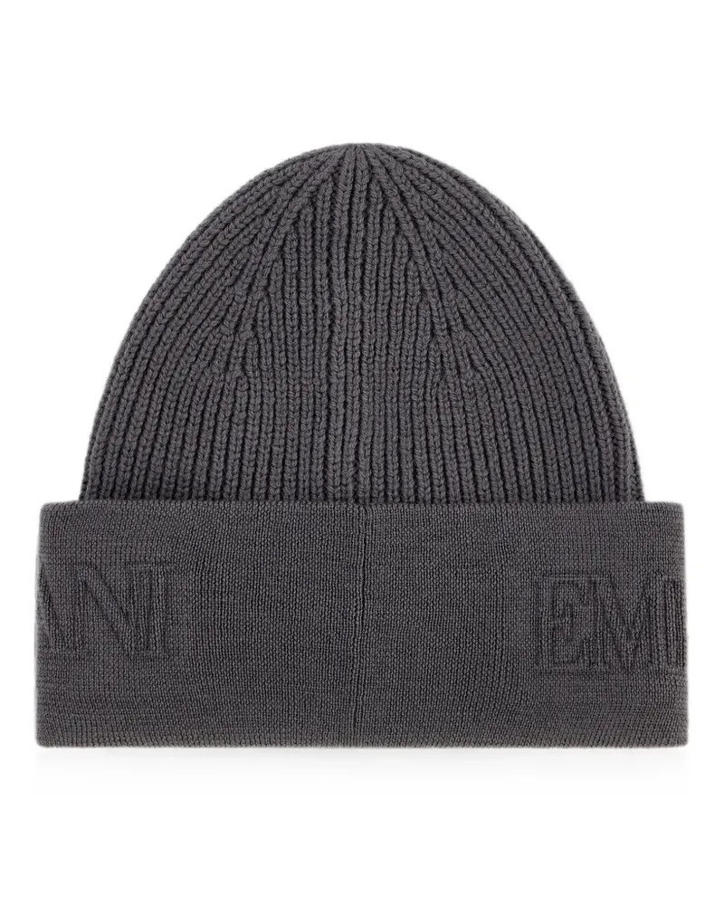 Emporio Armani Gerippte Beanie - Grau Grau