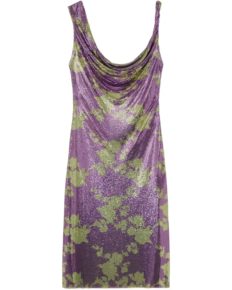 Versace Drapiertes Wild Roses Metal Mesh-Midikleid - Violett Violett