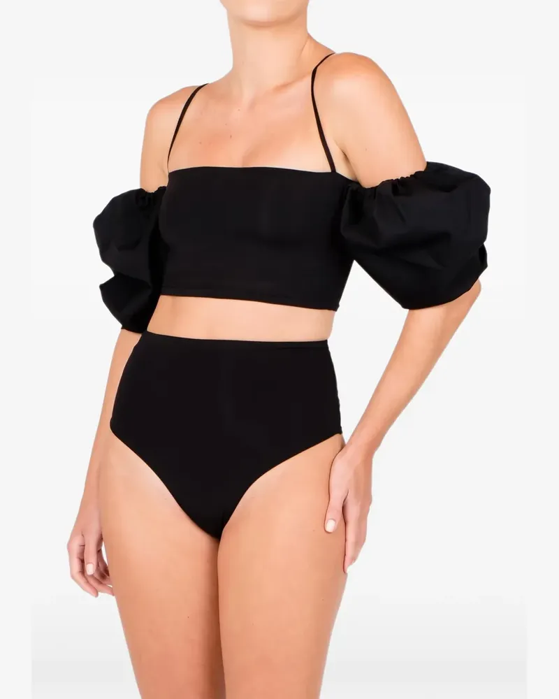 Maygel Coronel Nass Bikini mit Puffärmeln - Schwarz Schwarz