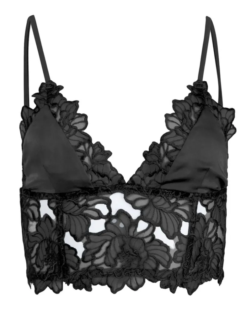 Fleur Du Mal Whitney Triangel-BH mit Stickerei - Schwarz Schwarz