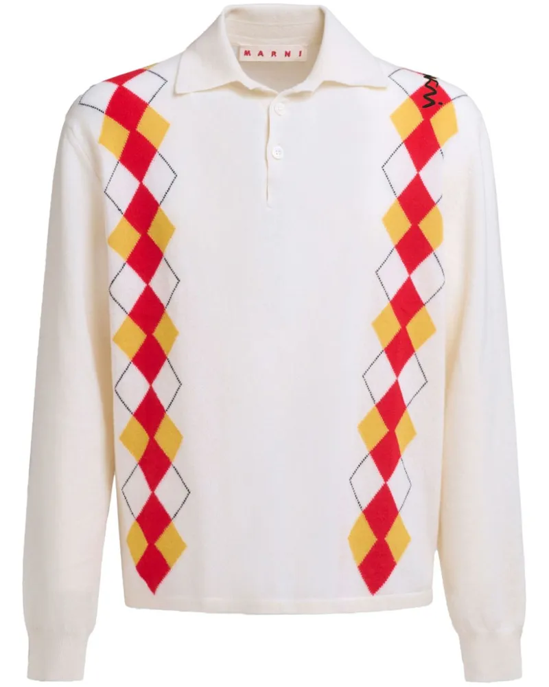 Marni Poloshirt mit Argyle-Muster Weiß