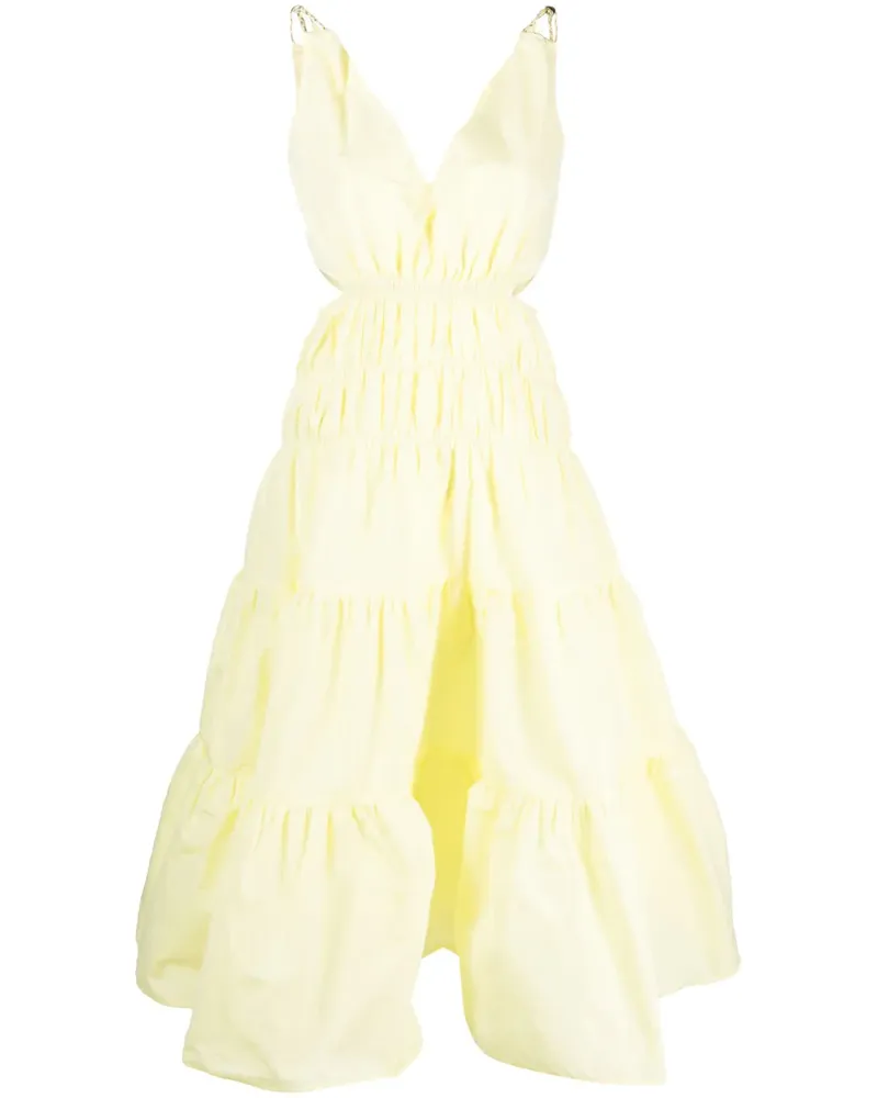 Maje Gestuftes Midikleid - Gelb Gelb