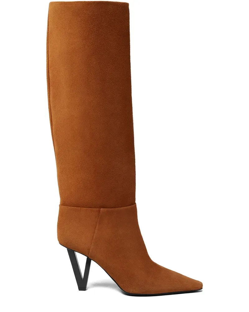 Versace Kniehohe Stiefel mit spitzer Kappe - Braun Braun