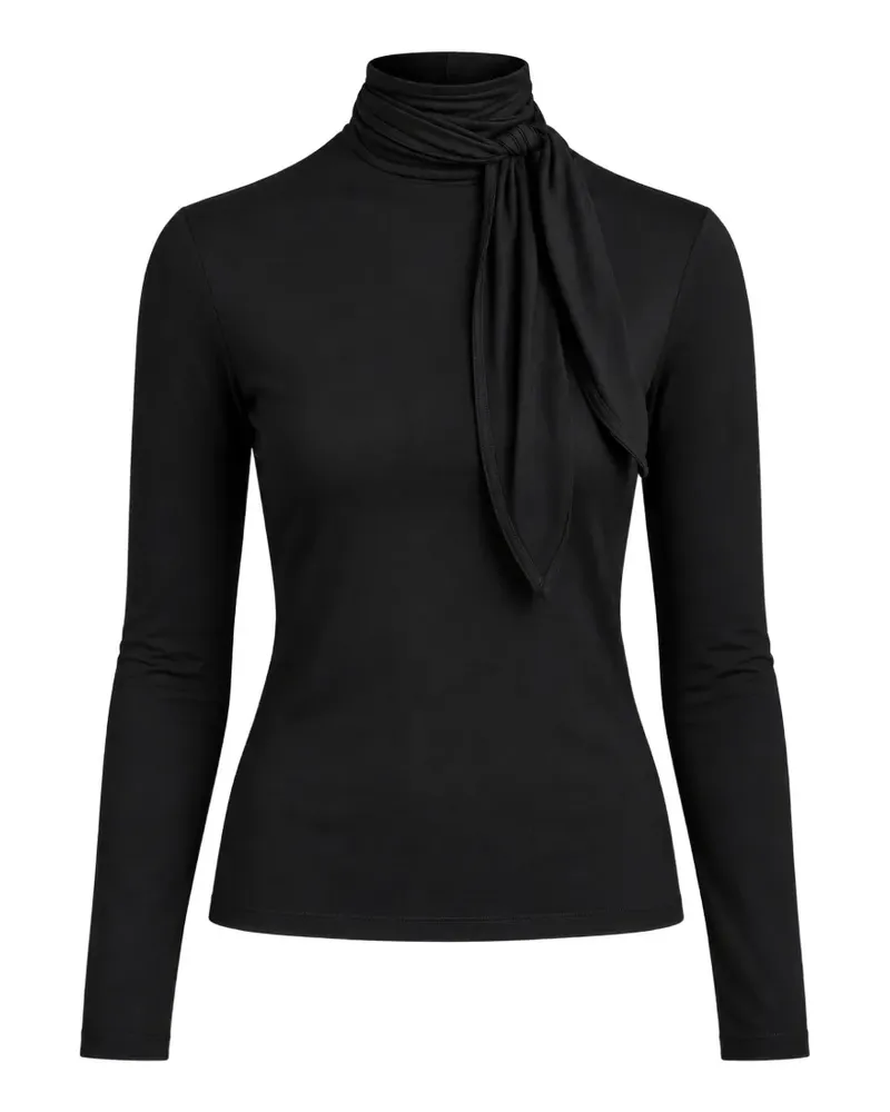 Vince Langärmeliger Pullover mit Bindekragen - Schwarz Schwarz