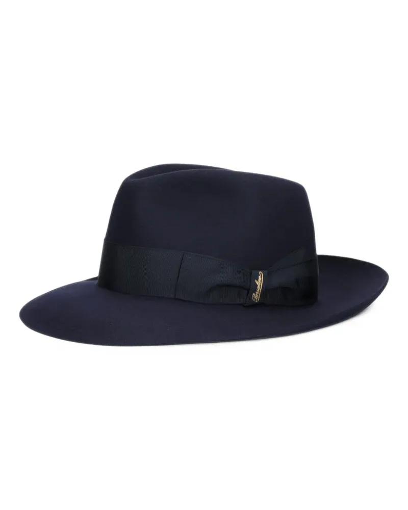 Borsalino Filz-Fedora mit Ripsbandbesatz - Blau Blau