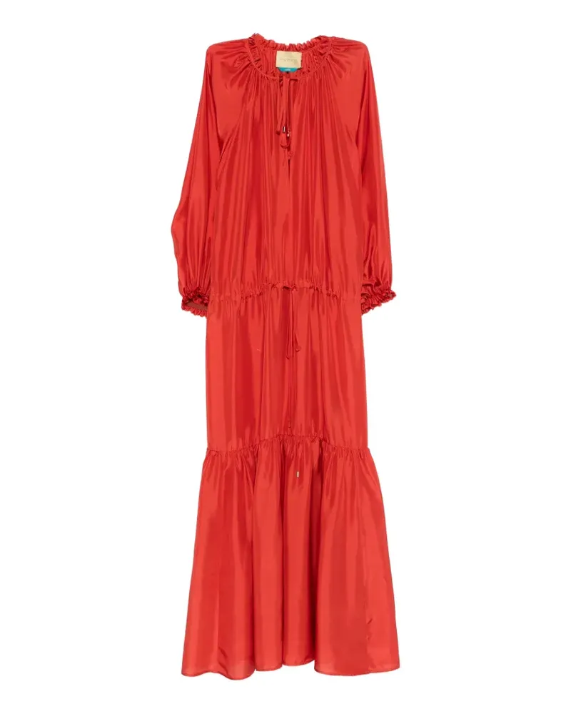Momoni Viento ruffled drawstring maxi dress - Rot Rot