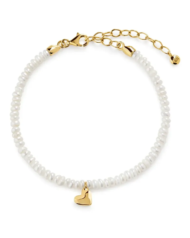 Monica Vinader Mini Herzarmband mit Perlen - Gold Gold