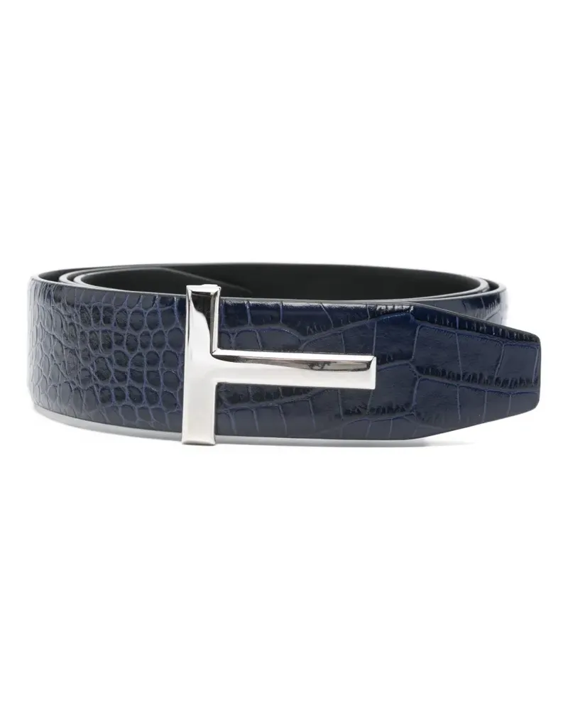 Tom Ford crocodile-effect leather belt - Blau Blau