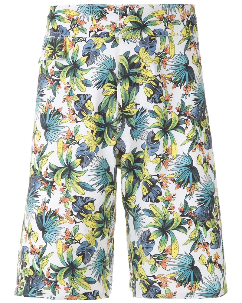 Amir Slama Badeshorts mit Blatt-Print - Weiß Weiß