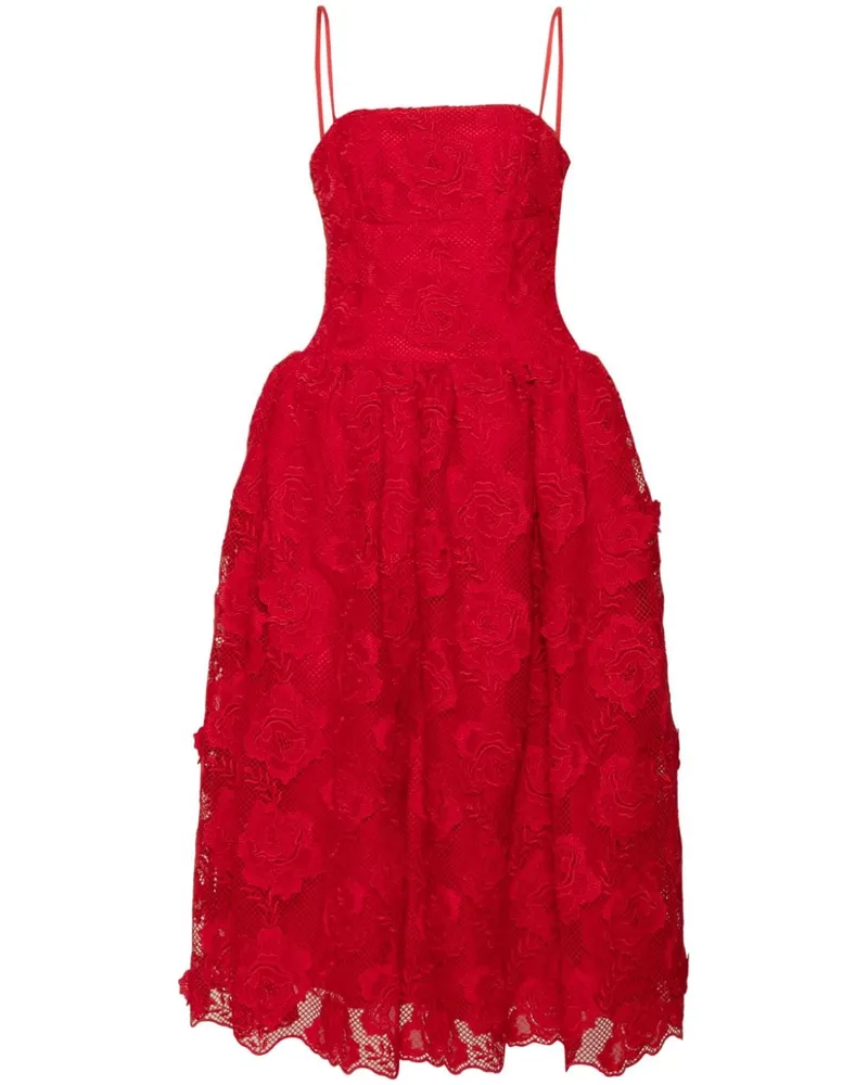 Self-Portrait Spitzen-Midikleid im Bandeau-Style - Rot Rot
