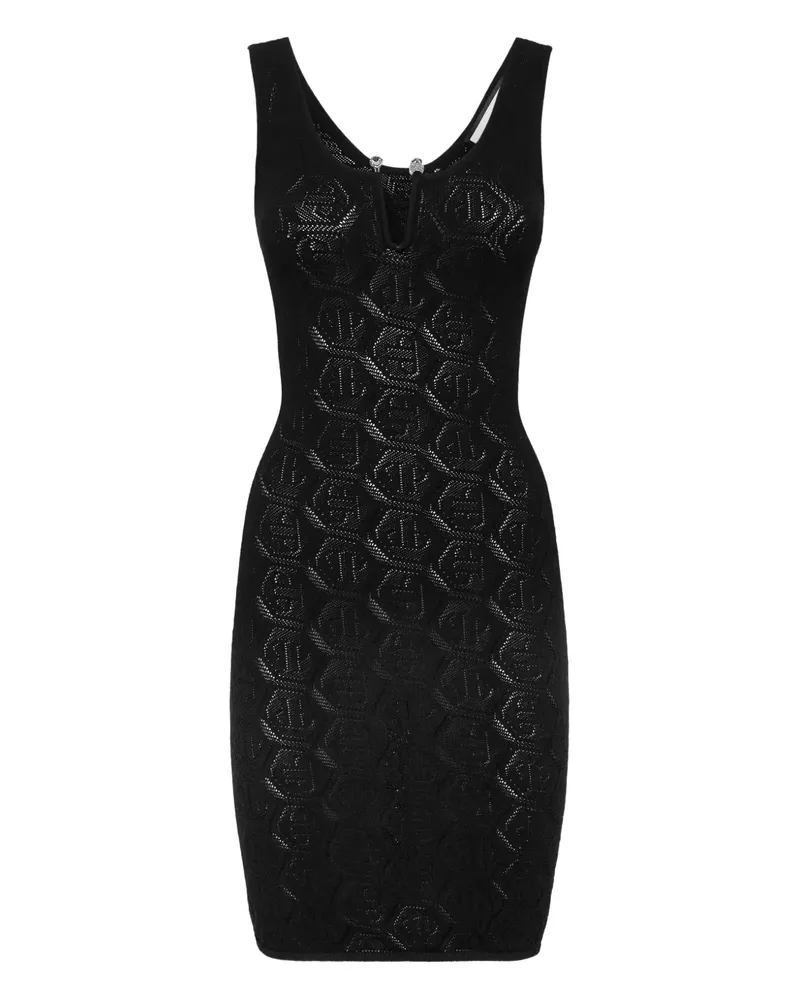 Philipp Plein Minikleid mit Monogramm-Print - Schwarz Schwarz