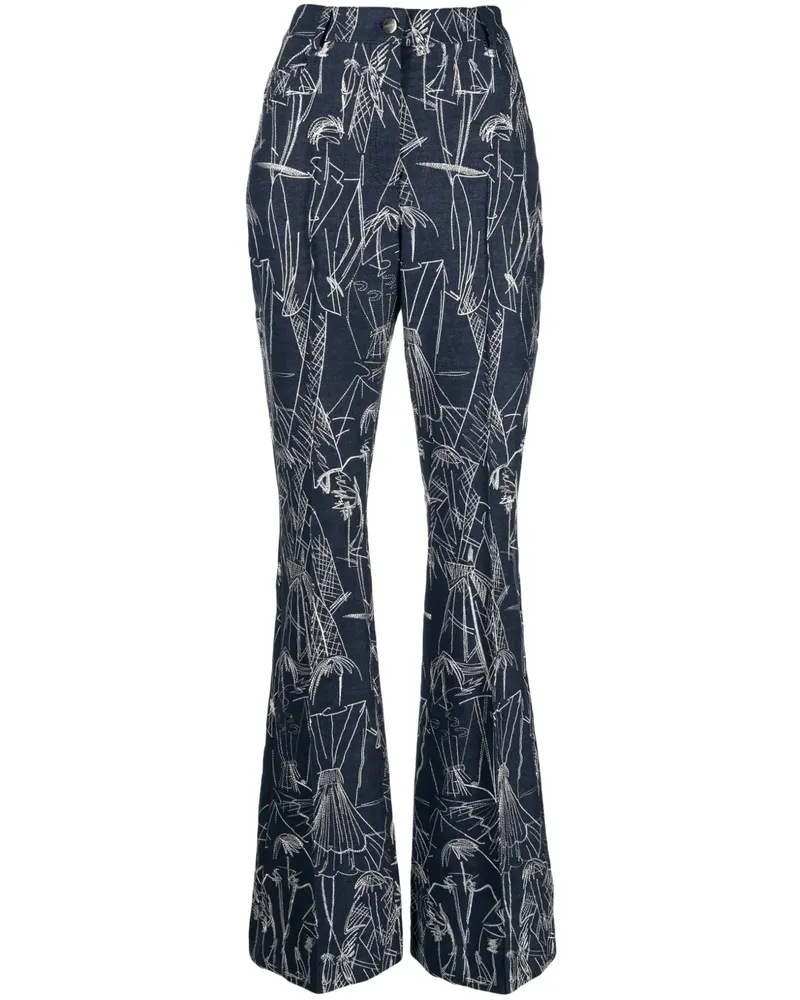 Akris Tapered-Jeans mit Print - Blau Blau