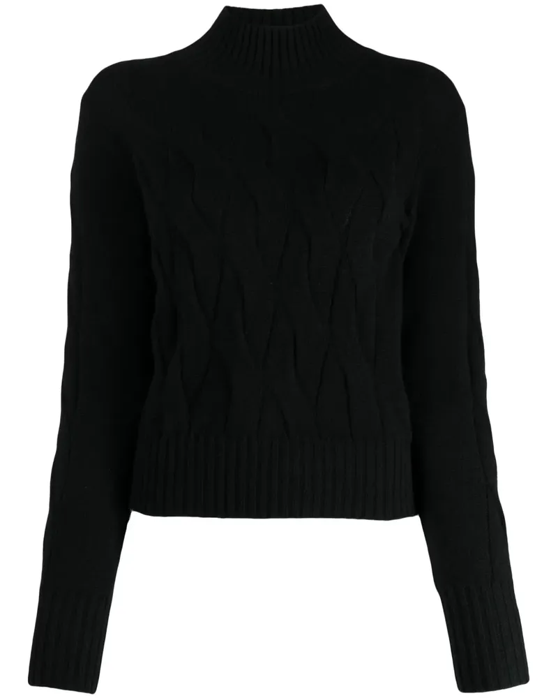 N.Peal Kaschmirpullover mit Zopfmuster - Schwarz Schwarz