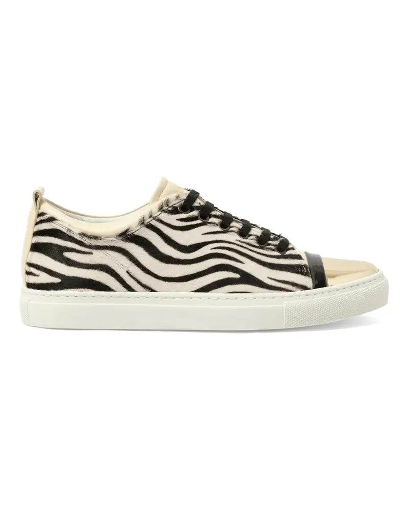 Lanvin zebra-print metallic-toe sneakers - Nude Nude