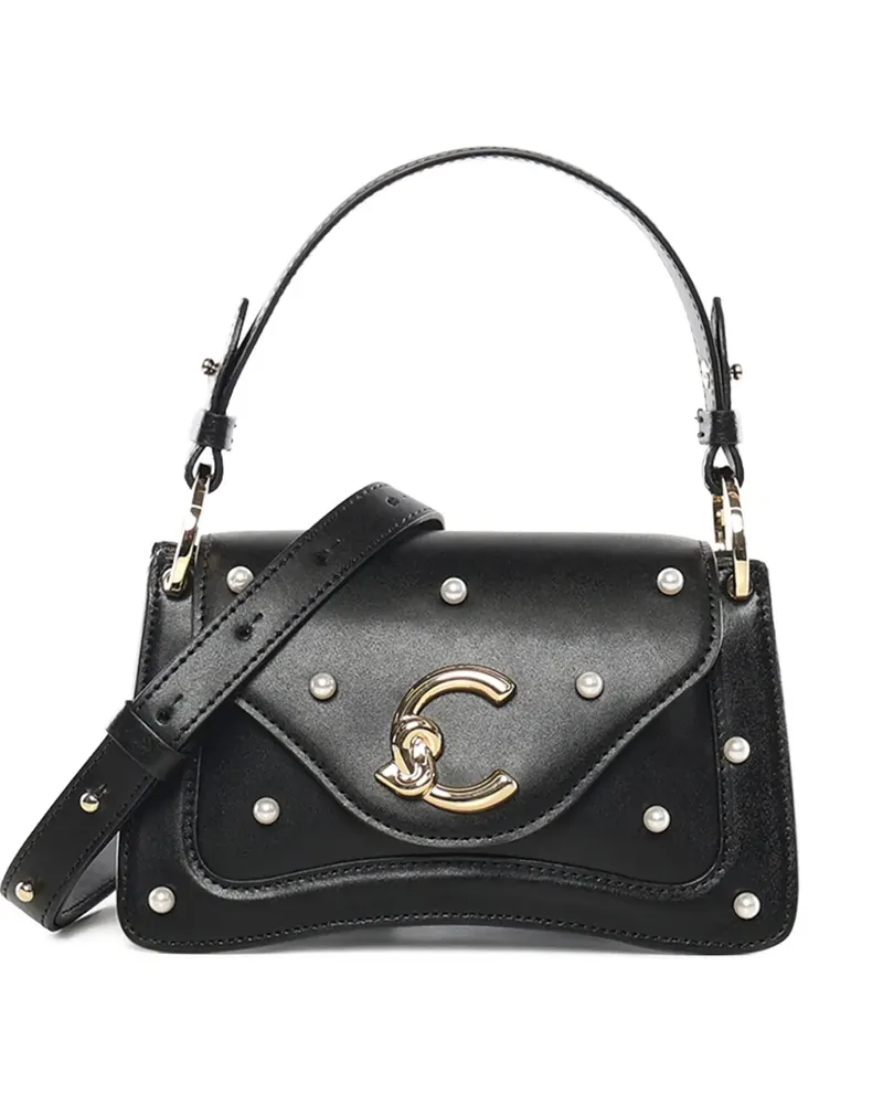 Coccinelle mini C-Me studded leather tote bag - Schwarz Schwarz