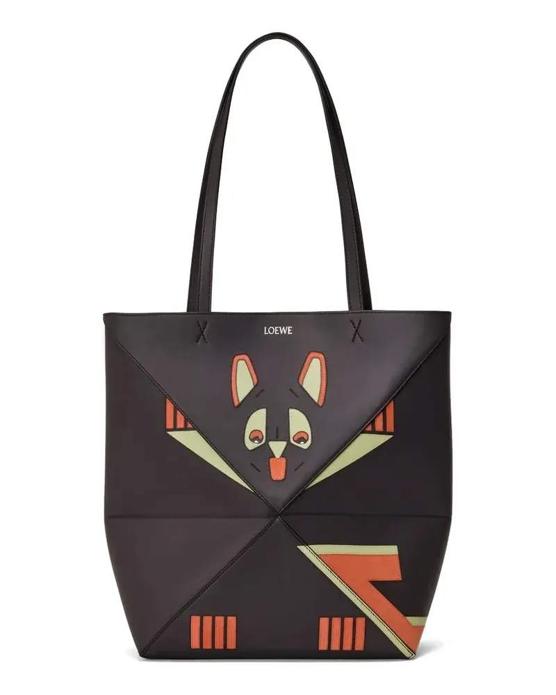 Loewe x Louis Wain medium Futurist Cat Puzzle Fold graphic straps tote bag - Braun Braun