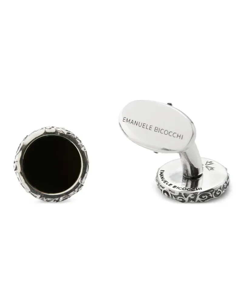 Emanuele Bicocchi onyx arabesque cufflinks - Silber Silber