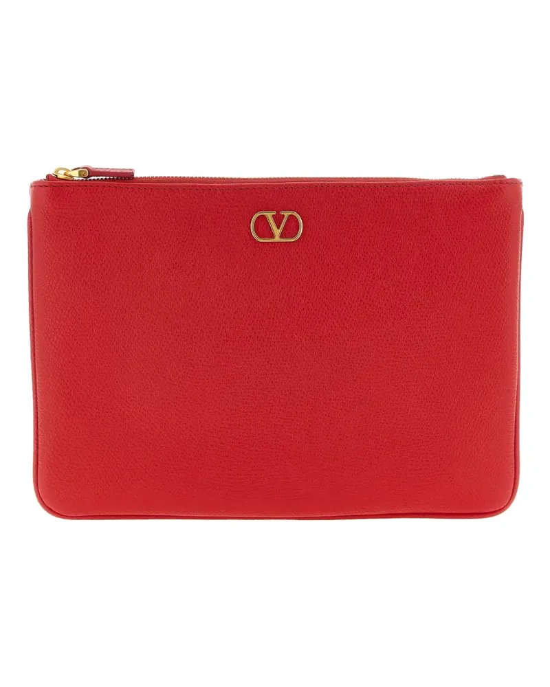 Valentino Garavani Llogo Signature leather clutch bag - Rot Rot