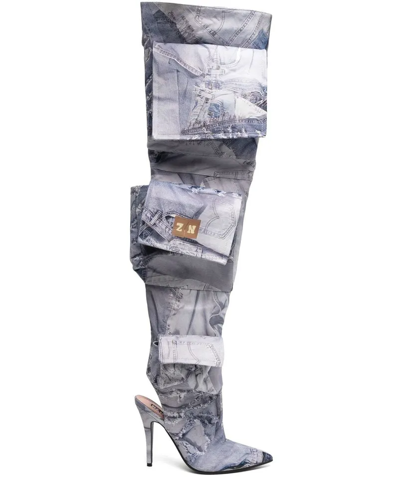 Natasha Zinko Klassische Overknee-Stiefel - Blau Blau
