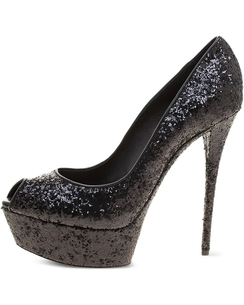 Casadei Plateau-Pumps mit Glitter 145mm - Schwarz Schwarz