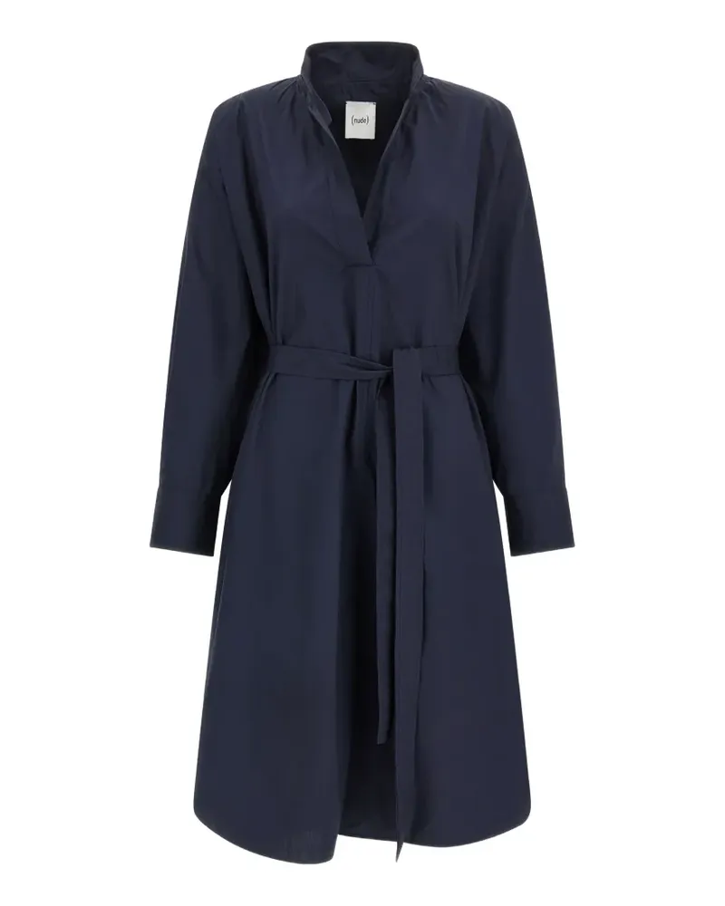 NUDE open collar belted shirt dress - Blau Blau
