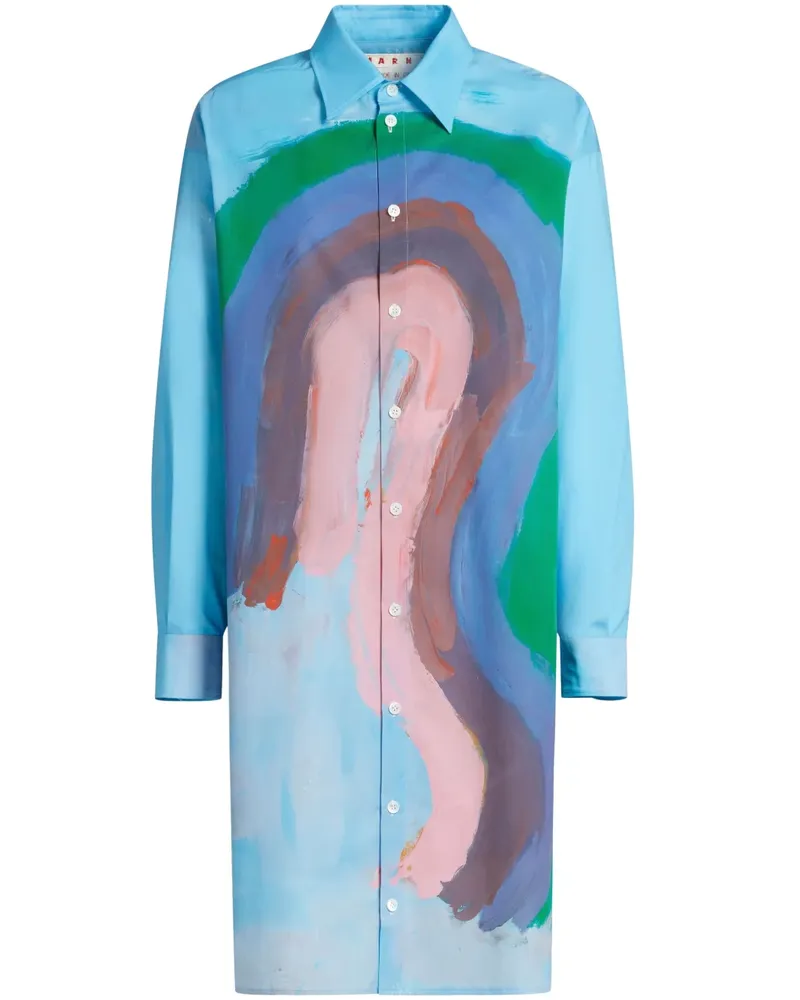 Marni Hemdkleid mit Print - Blau Blau