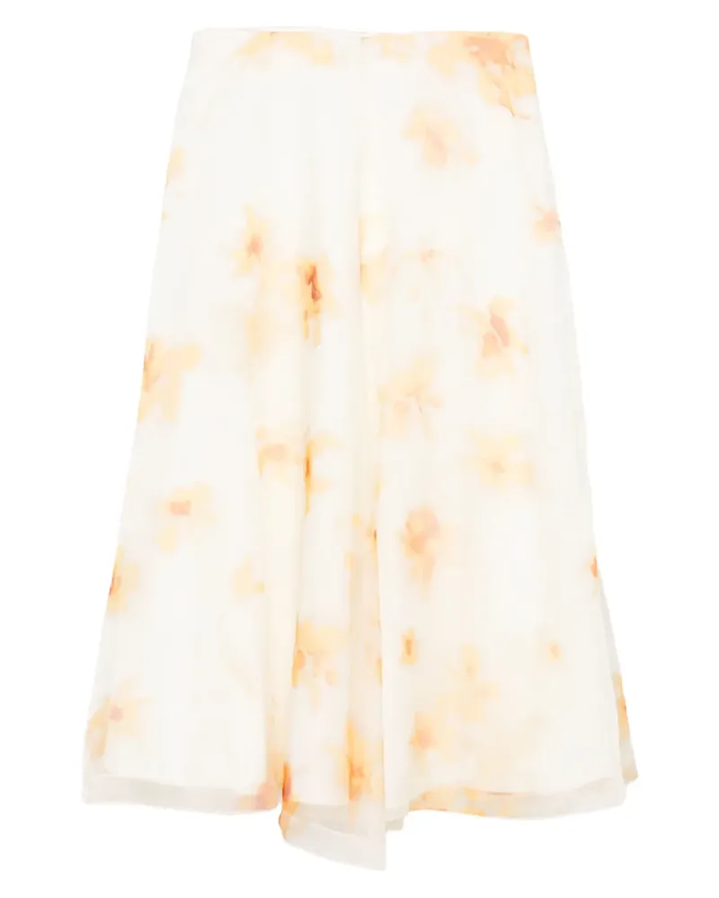 Altuzarra Seiden-Midirock mit Blumen-Print - Weiß Weiß