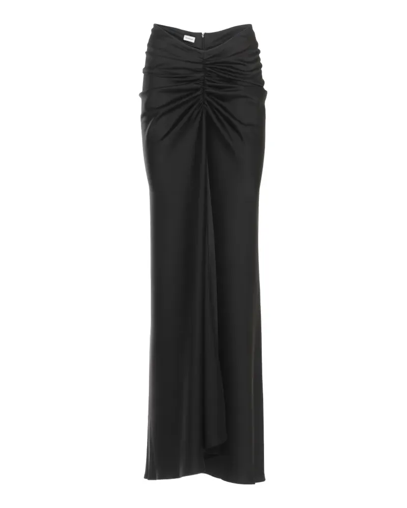 ANDAMANE Iris ruched satin-finish maxi skirt - Schwarz Schwarz