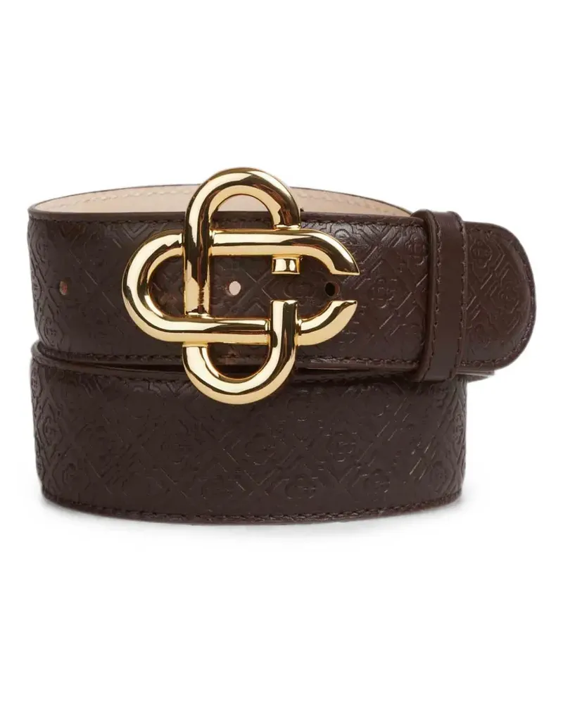 Casablanca Paris monogram-embossed calf leather belt - Braun Braun