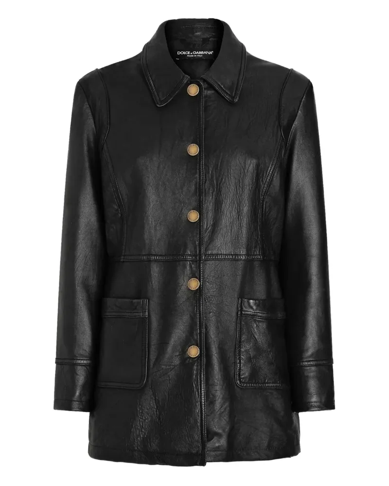 Dolce & Gabbana Klassische Lederjacke - Schwarz Schwarz