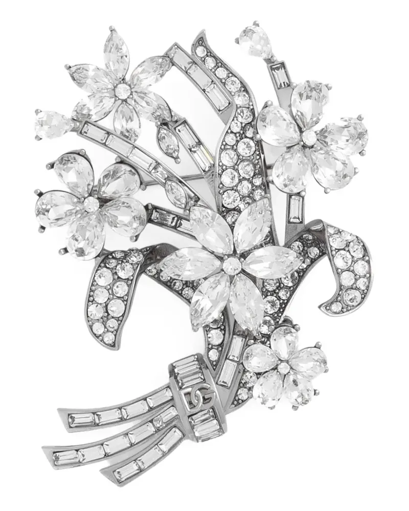 Dolce & Gabbana Blumen-Brosche mit Strass - Silber Silber