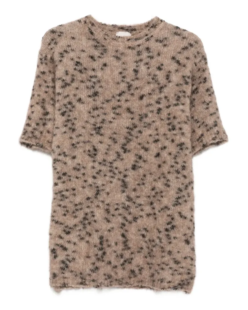 ALYSI Kurzärmeliger Pullover mit Leopardenprint - Nude Nude