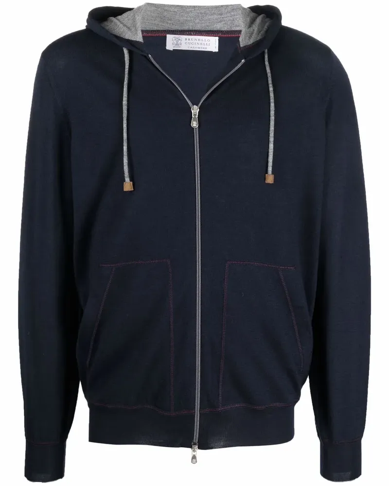 Brunello Cucinelli Gestrickte Kapuzenjacke - Blau Blau