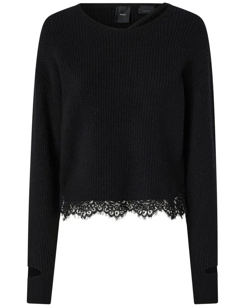 Pinko Pullover mit Spitzenbesatz - Schwarz Schwarz